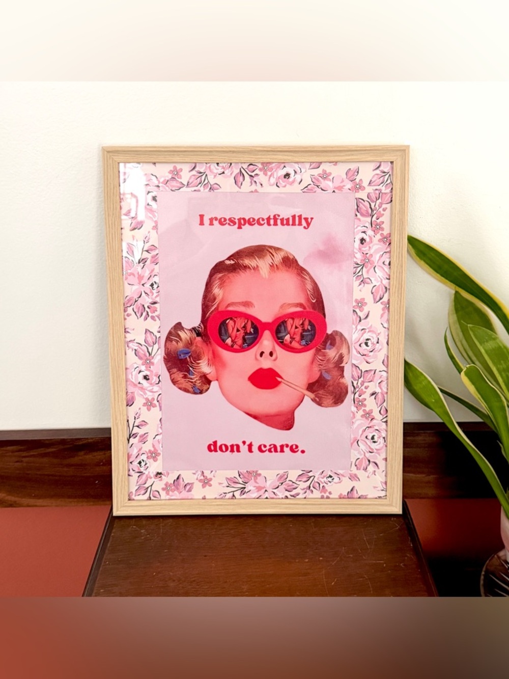 I Respectfully Don’t Care Happy Housewife Blunt Smoking Canvas Art Print Framed